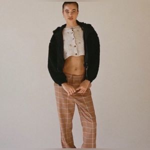 BDG Urban Outfitters black Crop Sherpa Teddy Hooded fur Jacket M